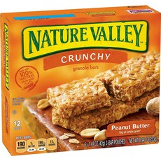 NATURE VALLEY 天然谷 酥脆格蘭諾拉麥片棒 花生醬口味 6條入, 1盒, 253g