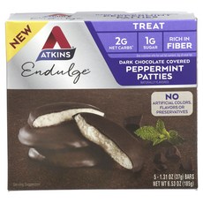 ATKINS Endulgi Treat 黑巧克力餡餅薄荷抵押貸款, 5入, 37g