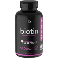 SPORTS RESEARCH 生物素椰子油素食軟膠囊 10000mcg, 120顆, 1罐