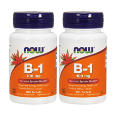 NOW Foods 維生素B1 100mg能量錠, 100顆, 2罐