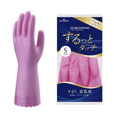 SHOWA Nice Hand觸感清爽的長橡膠手套, 粉紅色, 1個