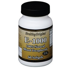 Healthy Origins 混合維生素E 1000 IU軟膠囊, 60顆, 1罐