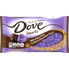 Dove 德芙 [情人節]DOVE PROMISES 情人節心型牛奶安培黑巧克力漩渦糖果 7.94 盎司袋裝, 1個