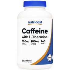 nutricost 咖啡因&左旋茶胺酸補充膠囊 100mg, 1個, 240顆
