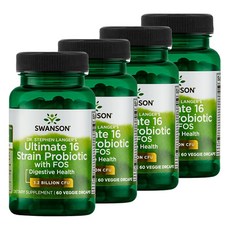 Swanson 斯旺森 16種益生菌+FOS 32億CFU素食膠囊, 60顆, 4罐