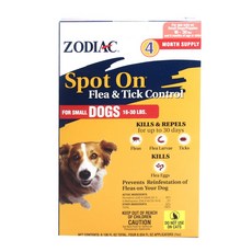 Zodiac 諾帝亞 小型犬的跳蚤和蜱蟲防治害蟲防治, 4入