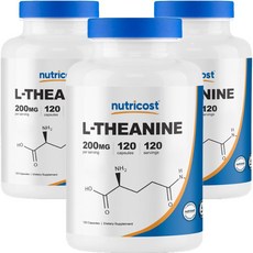 nutricost L-茶氨酸膠囊 200mg, 120顆, 3罐