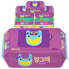 방그레 베이직 물티슈 리필형, 80매 x 10개입