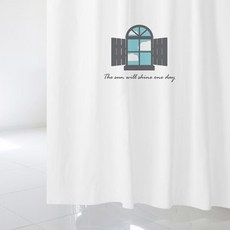 디자인수풀 IOU 샤워 커튼 + 플라스틱고리 12p, 1세트