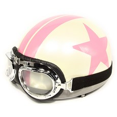 한미 빈티지 오토바이 헬멧, 핑크별 화이트
