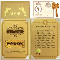 럭키심볼 행운의 황금 소원성취 수능 감사장 안 아파야 청춘이다 상 + 24K골드 황금도끼 전자파 스티커 + 감사장 케이스