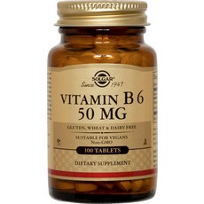 솔가 비타민 B6 50mg 타블렛 무설탕 비건 글루텐 프리, 1개, 100정