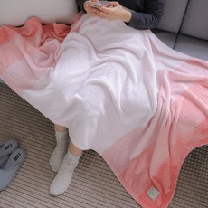 더자리 프리미엄 고밀도 마이블랭킷 레인보우 극세사 담요, 핑크