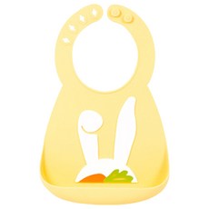 릴린져 실리콘 아기 턱받이, 옐로우(버니), 1개