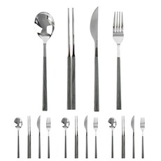 에이드엘 키에리 커트러리 4인 세트, 다크그레이, 숟가락 4p + 젓가락 8p + 포크 4p + 나이프 4p