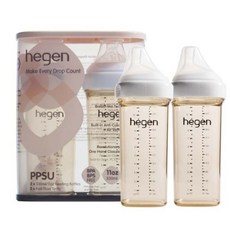 헤겐 대용량 젖병 트윈팩 + 꼭지, 화이트, 330ml, 2개