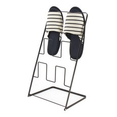 네이쳐리빙 스틸 접이식 실내화 걸이대 3단, 블랙, 1개
