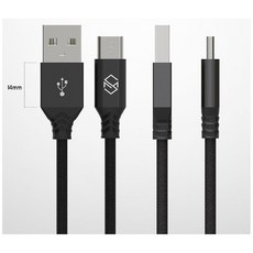 신지모루 USB-C 타입 더치 패브릭 케이블, 1m, 블랙, 2개입