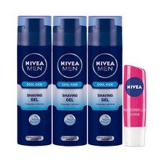 니베아 맨 쿨킥 쉐이빙 젤 200ml x 3p + 립케어 워터메론, 1세트