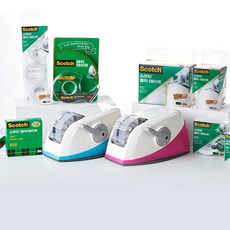스카치 쓰리엠 원터치 테이프 디스펜서 + 매직 리필 12mm 2롤, 핑크, 1세트