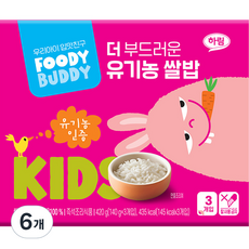 푸디버디 더 부드러운 유기농 쌀밥, 140g, 6개