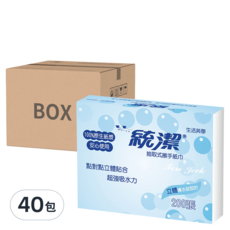 統潔 抽取式擦手紙巾, 100抽, 40包