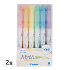 PILOT 百樂 FRIXION 螢光魔擦筆 6色組 SFL60SLS6, 柔粉系, 2盒