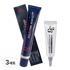 웰라 콜레스톤 퍼펙트 플러스 염모제 80g + 셀리본 33 실크 프로틴 앰플 12ml, 3세트, 그레이지 부스터