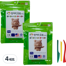 이야코 만지락 소프트 유토 300g x 2p + 주걱칼 3종 세트, 4세트, 혼합색상