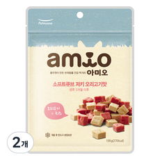 풀무원 강아지 아미오 소프트 큐브 저키, 오리고기, 100g, 2개