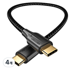 벤션 LED C to C 타입 고속충전케이블 TAU, 1m, 블랙, 4개