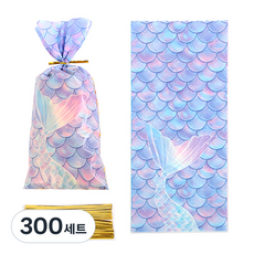 ABM 인어 선물포장 구디백 + 끈 세트, 혼합색상, 300세트