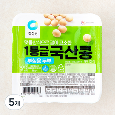 청정원 국산콩 고소한두부 부침용, 400g, 5개