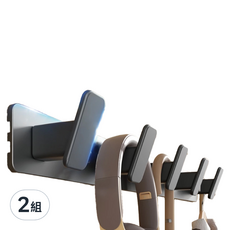 掛壁掛勾架，太空鋁 ABS材質，單勾/4鉤/5鉤，附免釘膠, 單色, 2組