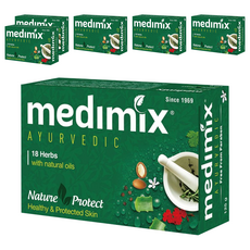 medimix 印度綠寶石皇室藥皂浴 美肌皂 草本 經典皂 125g, 含18種草本精華配方, 深層清潔 適合油性肌, 6個
