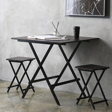 접이식 테이블 의자 세트-추천-까사마루 오드리 접이식 테이블 + 의자 2p 세트, 브라운