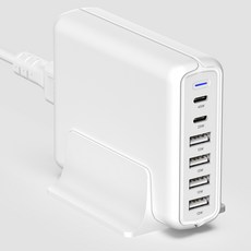 홈플래닛 접지 90W 6포트 PD PPS 초고속 멀티 충전기, 화이트, 1개 화이트, 1개