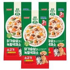이나바 강아지 닭가슴살과 녹황색채소 파우치 QDR-142, 180g, 3개, 혼합맛(닭가슴살/채소/소고기)
