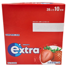 Extra 益齒達 無糖口香糖 沁甜草莓口味 28公克10條, 28g, 10包