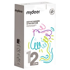 mideer 速乾丙烯麥克筆 軟毛頭 12色 4歲以上, MD-1259, 1盒