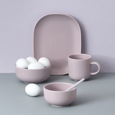BOWLBOWL Retro-Line 一人餐具組, 飯碗+湯碗+馬克杯 320ml+盤子 M號, 薰衣草紫, 1組