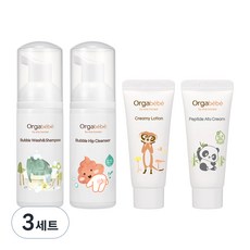 Orgabebe Trouble Kit 4種 泡泡力量洗面乳+沐浴乳&洗髮精+乳液+乳霜, 3組