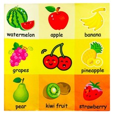 OhBabyLaugh 嬰兒報紙 農場/水果, 柔軟材質, 刺激視覺發展, 促進認知能力, 1個