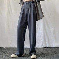 女款多巴胺顯瘦長腿西裝褲 寬褲, XL, 灰色