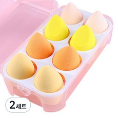 에이러블 B1754 메이크업 쿠션 퍼프 4종 x 2p + 케이스, 2세트, 옐로우
