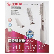 達新牌 ES-201 造型整髮器, 二段溫度, 過熱保護, 附梳, 髮捲、 髮夾器, 白色, 1組