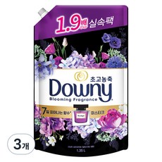 다우니 7일간 피어나는 향수 초고농축 섬유유연제 미스티크 리필, 1.35L, 3개