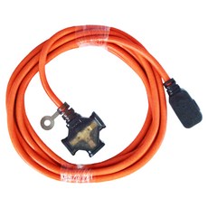 PowerWork 動力工廠 耐熱動力軟線 1對3座, 長度30公分, F型平貼式插頭, 4.5m, 橘色, 1條