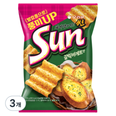 ORION 好麗友 Sun波浪玉米脆片 大蒜麵包口味, 135g, 3包