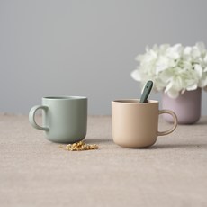보울보울 국산 레트로라인 머그 320ml, 그린티라떼 + 카라멜베이지, 2개 그린티라떼, 카라멜베이지, 2개